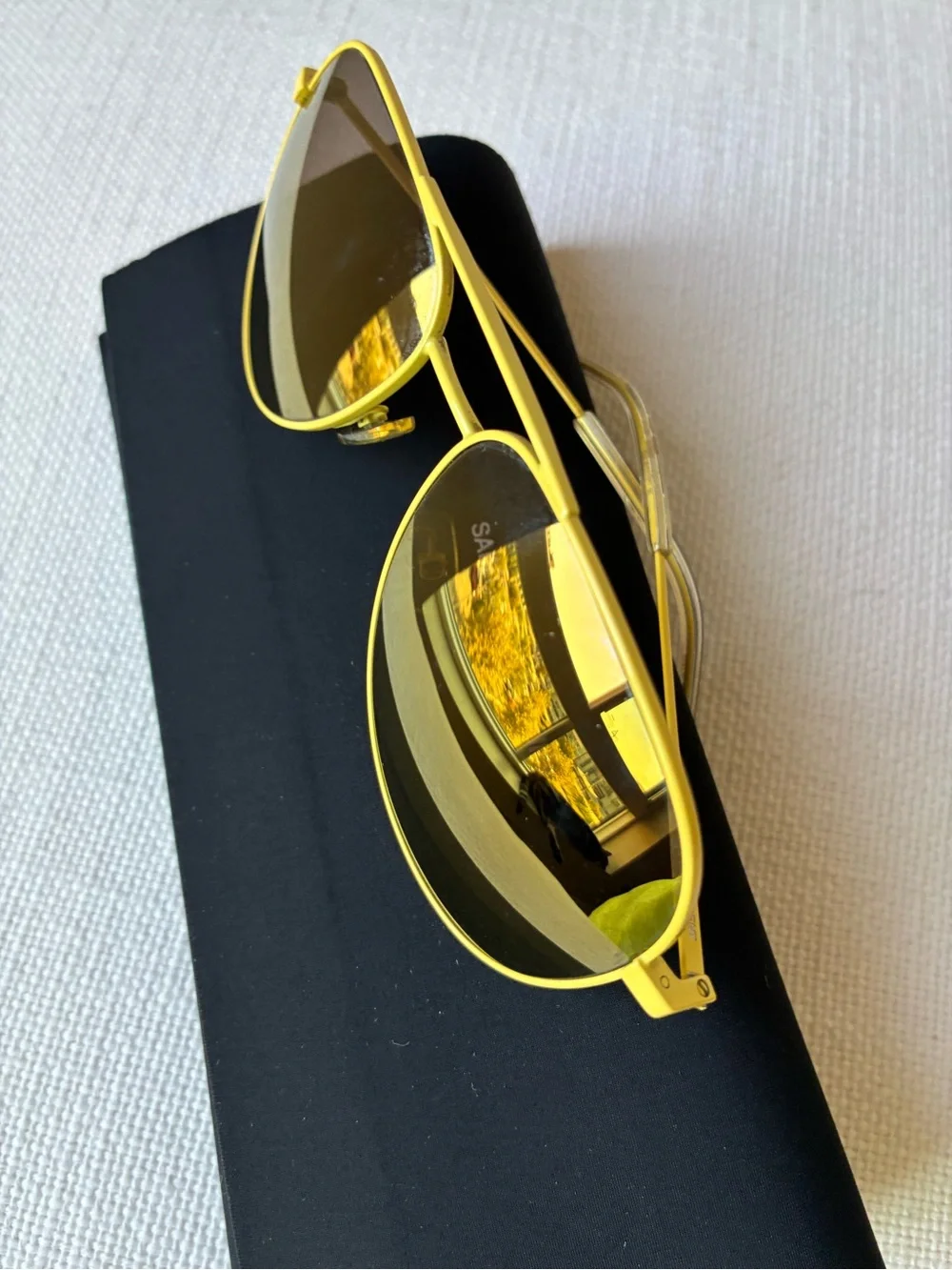 *NIB* Saint Laurent Surf 🕶️ Unisex Aviator Sunglasses Gold Yellow Frame 🏄